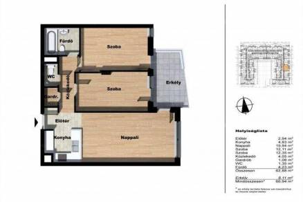 Budapesti új építésű lakás eladó, 63 négyzetméteres, 3 szobás