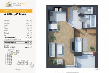 Új Építésű lakás eladó Budapest, Csillaghegy Pünkösdfürdő utca 46., 47 négyzetméteres