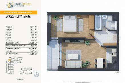 Új Építésű lakás eladó Budapest, Csillaghegy Pünkösdfürdő utca 46., 45 négyzetméteres