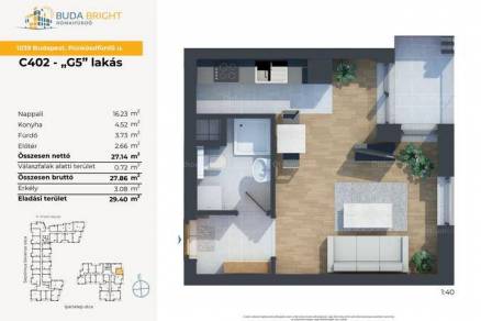 Új Építésű lakás eladó Budapest, Csillaghegy Pünkösdfürdő utca 46., 29 négyzetméteres