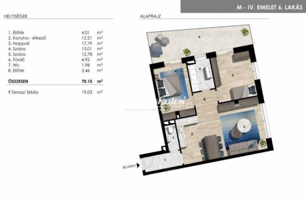 Balatonföldvári új építésű lakás eladó, 70 négyzetméteres, 3 szobás
