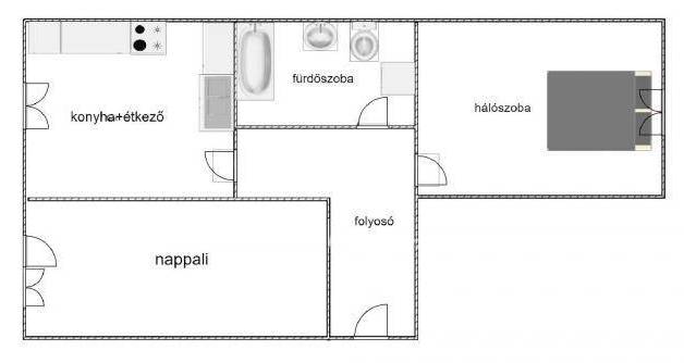 Budapesti lakás kiadó, 47 négyzetméteres, 2 szobás