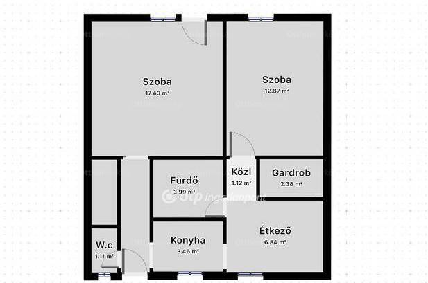 Pápai lakás kiadó, 54 négyzetméteres, 2+1 szobás