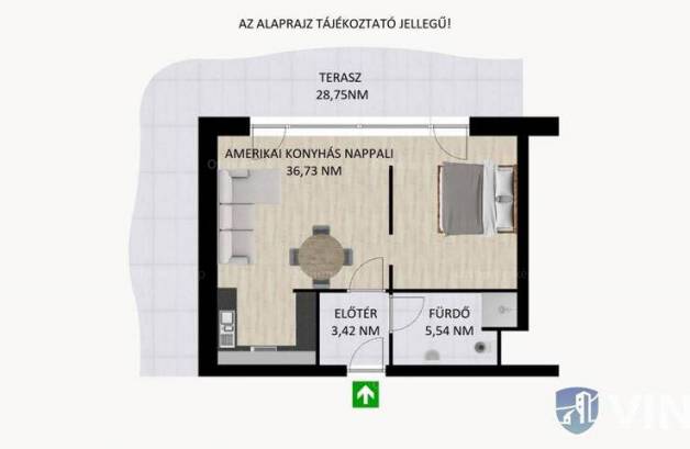 Ballószögi új építésű lakás eladó, 60 négyzetméteres, 1 szobás