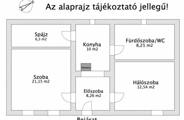 Veszprémi eladó családi ház, 2 szobás, 66 négyzetméteres