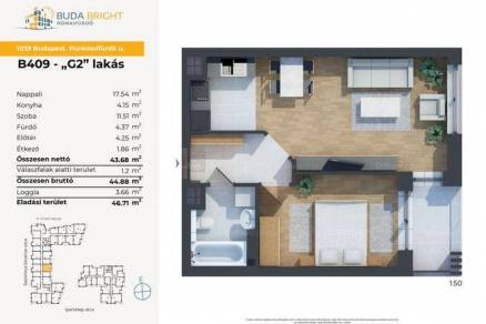 Új Építésű lakás eladó Budapest, Csillaghegy Pünkösdfürdő utca 46., 47 négyzetméteres