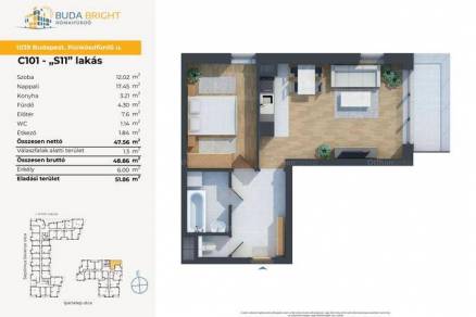 Új Építésű lakás eladó Budapest, Csillaghegy Pünkösdfürdő utca 46., 52 négyzetméteres