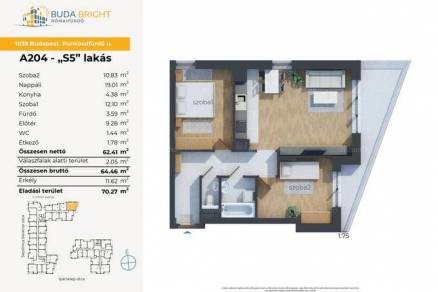 Új Építésű eladó lakás, Budapest, Csillaghegyen, 68 négyzetméteres