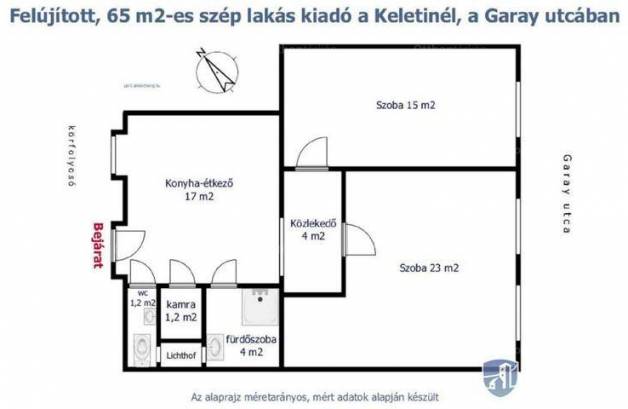 Budapesti kiadó lakás, 2 szobás, 65 négyzetméteres