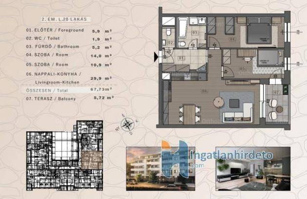 Eladó lakás Budapest, 2+1 szobás, új építésű