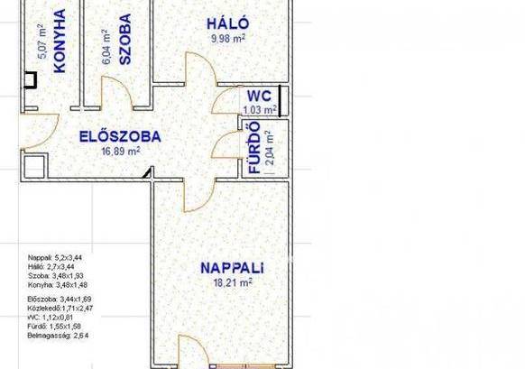 Budapesti lakás eladó, 52 négyzetméteres, 1+2 szobás