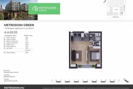 Új Építésű eladó lakás, Budapest, Ferencvárosi rehabilitációs területen, 46 négyzetméteres