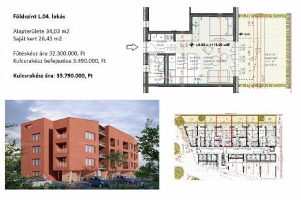 Győri új építésű lakás eladó, 36 négyzetméteres, 1 szobás