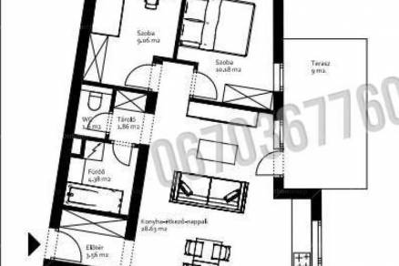 Tatabányai új építésű lakás eladó, 64 négyzetméteres, 3 szobás