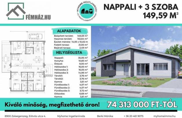 Új Építésű eladó családi ház Zalaegerszeg, 4 szobás