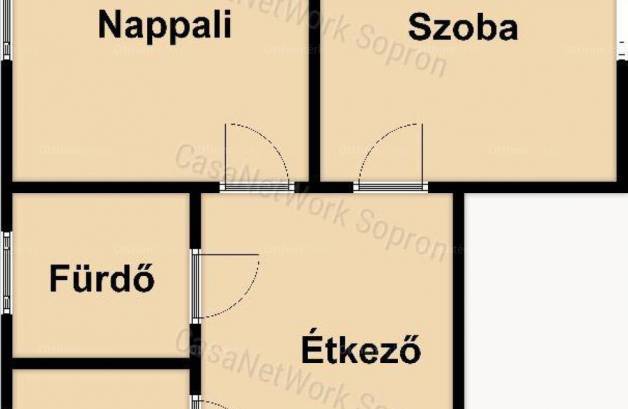 Soproni lakás eladó, 48 négyzetméteres, 2 szobás