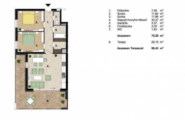 Eladó lakás Balatonkenese, 3 szobás, új építésű