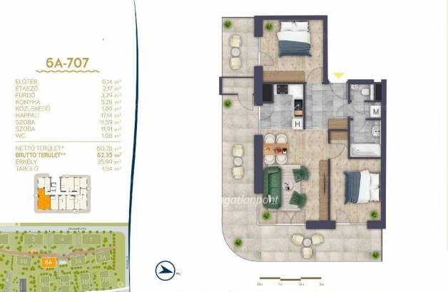 Budapesti új építésű eladó lakás, Óbudán, Akác köz, 1+2 szobás