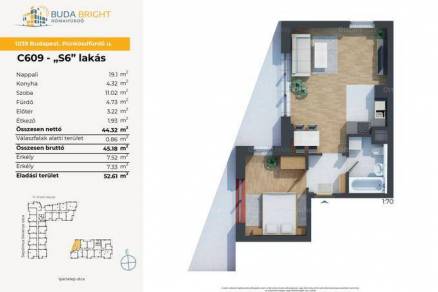 Új Építésű lakás eladó Budapest, Csillaghegy Pünkösdfürdő utca 46., 53 négyzetméteres