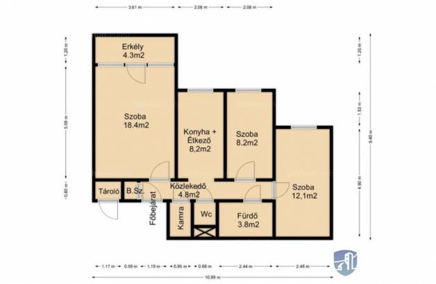 Nagykanizsai lakás eladó, 63 négyzetméteres, 3 szobás