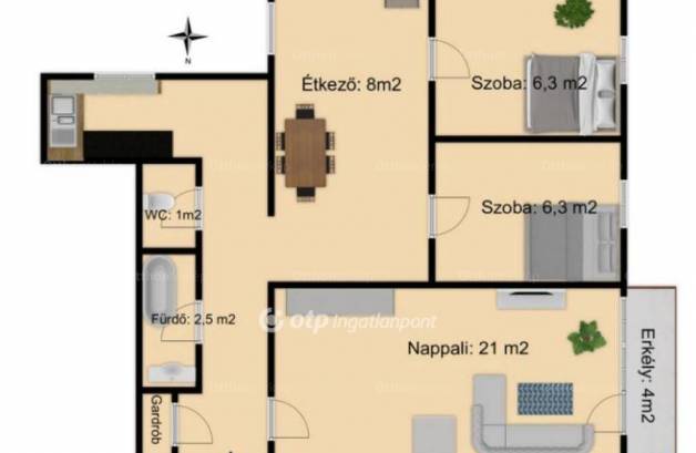 Budapest lakás eladó, Óhegyen, 1+2 szobás