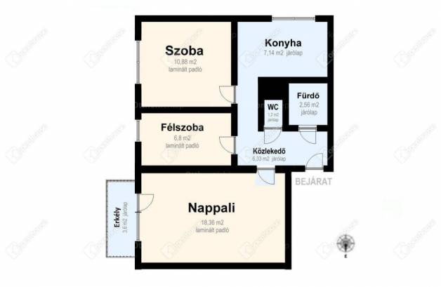 Miskolci lakás eladó, 55 négyzetméteres, 3 szobás