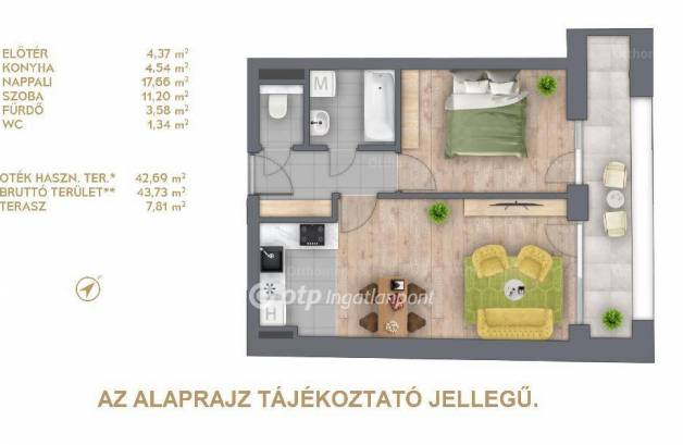 Budapest új építésű lakás eladó, Ferencváros, Mester utca, 44 négyzetméteres