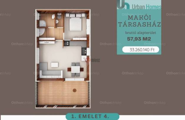 Orosházai új építésű lakás eladó a Makói utcában, 40 négyzetméteres