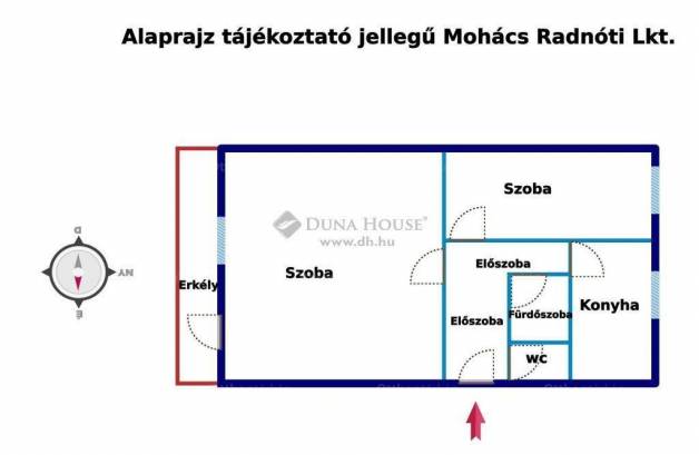 Mohács 2 szobás lakás eladó a Radnóti lakótelepen